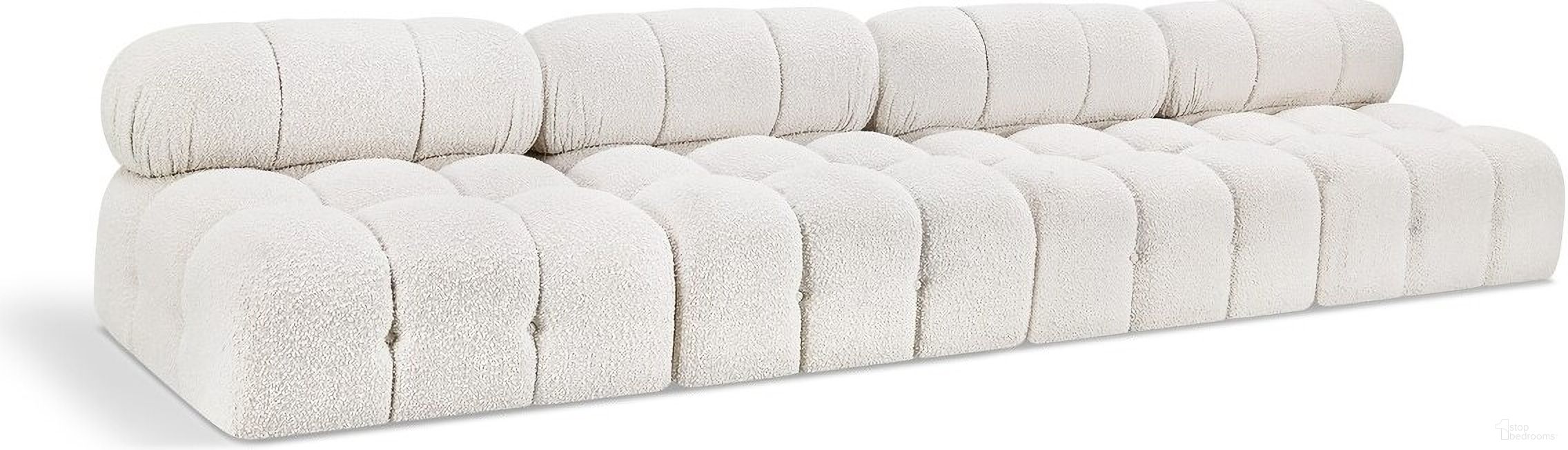 The appearance of Ames Boucle Fabric 4 Seater Modular Sofa In Cream designed by Meridian in the modern / contemporary interior design. This cream piece of furniture was selected by 1StopBedrooms from Ames Collection to add a touch of cosiness and style into your home. Sku: 611Cream-Armless;611Cream-Armless;611Cream-Armless;611Cream-Armless. Material: Boucle.