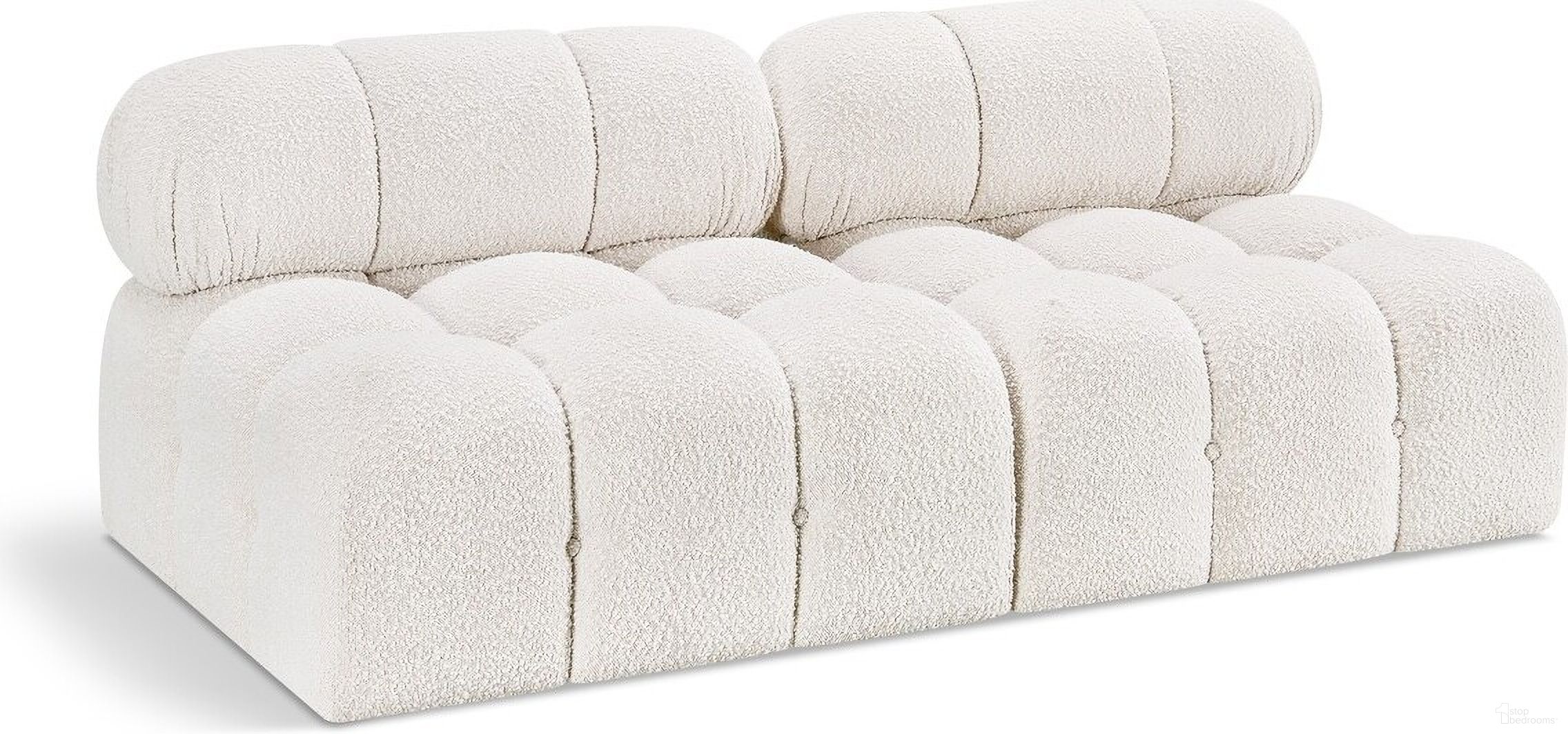 The appearance of Ames Boucle Fabric 2 Seater Modular Sofa In Cream designed by Meridian in the modern / contemporary interior design. This cream piece of furniture was selected by 1StopBedrooms from Ames Collection to add a touch of cosiness and style into your home. Sku: 611Cream-Armless;611Cream-Armless. Material: Boucle.