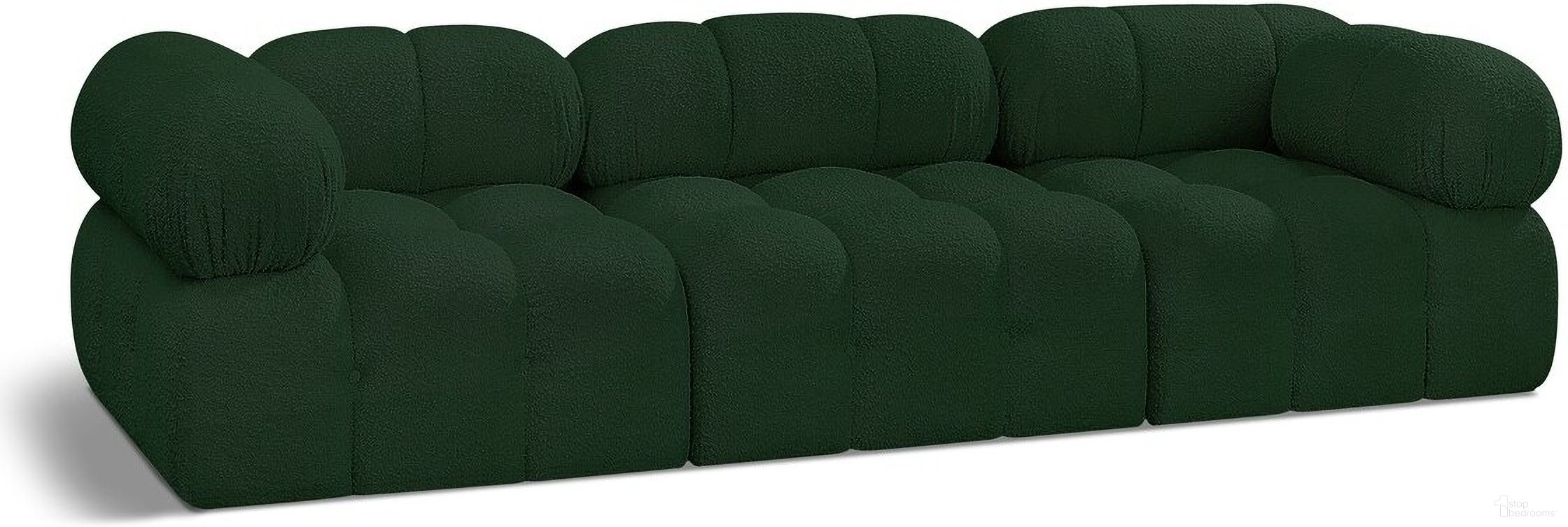 Ames Boucle Fabric 3 Seater Modular Sofa with Arm Support In Green