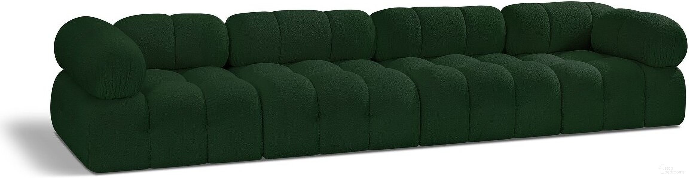 Ames Boucle Fabric 4 Seater Modular Sofa with Arm Support In Green