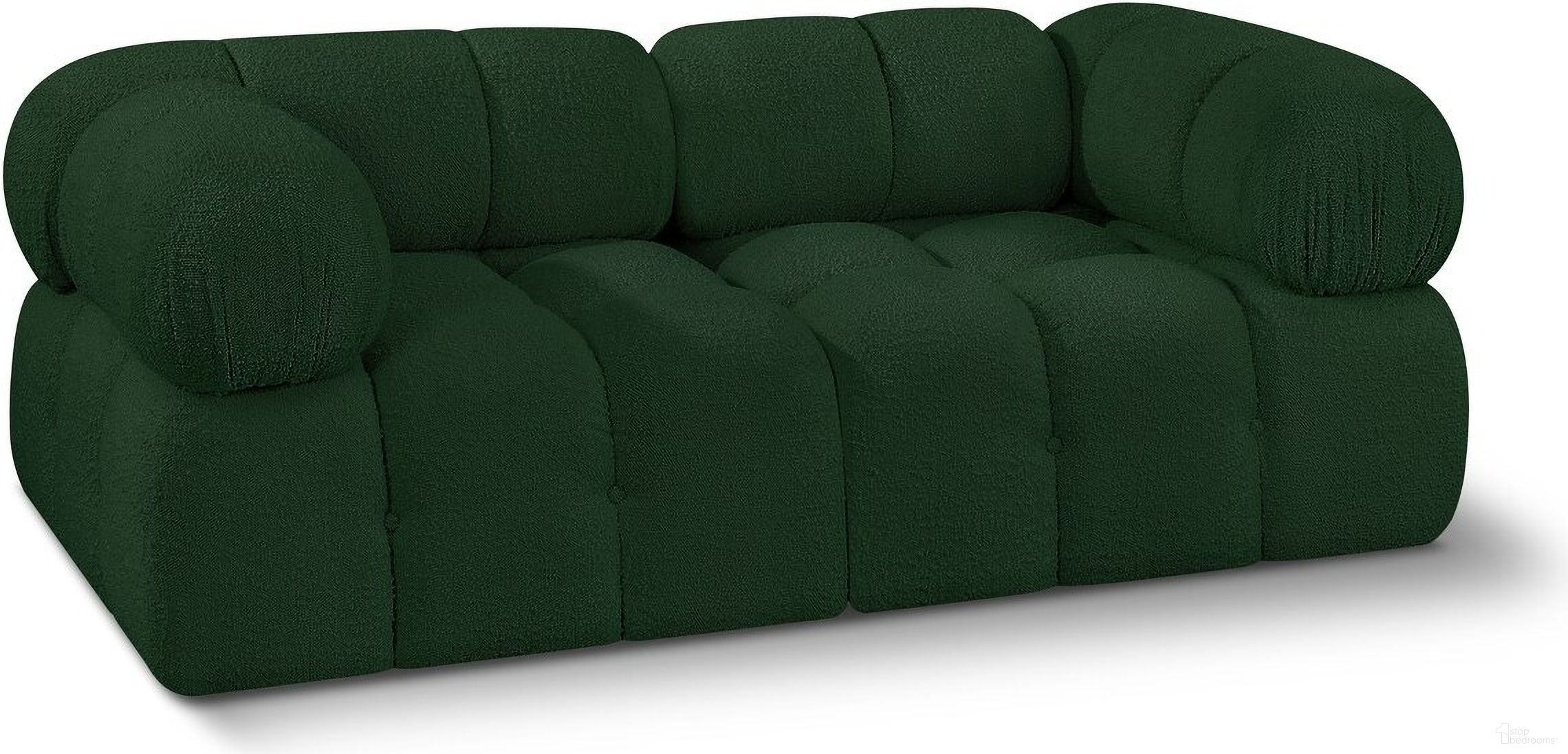 Ames Boucle Fabric 2 Seater Modular Sofa with Arm Support In Green