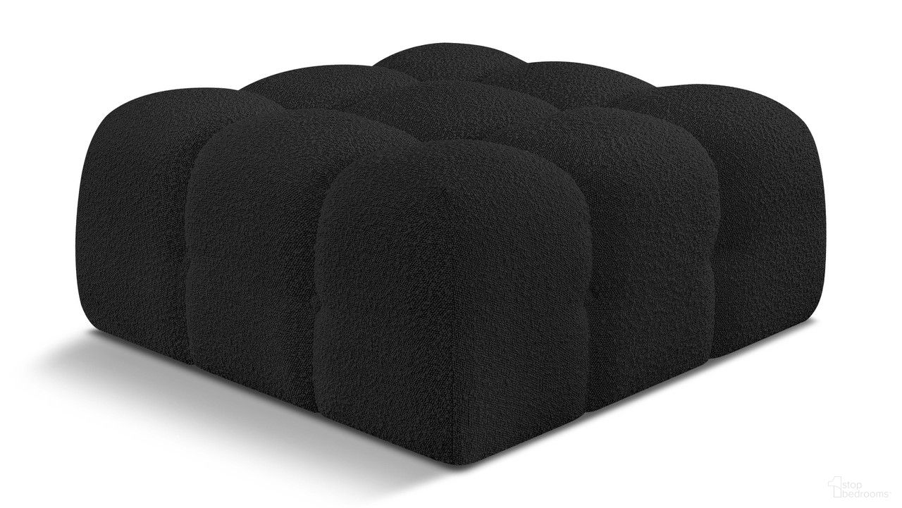The appearance of Ames Boucle Fabric Ottoman In Black designed by Meridian in the modern / contemporary interior design. This black piece of furniture was selected by 1StopBedrooms from Ames Collection to add a touch of cosiness and style into your home. Sku: 611Black-Ott. Material: Boucle.