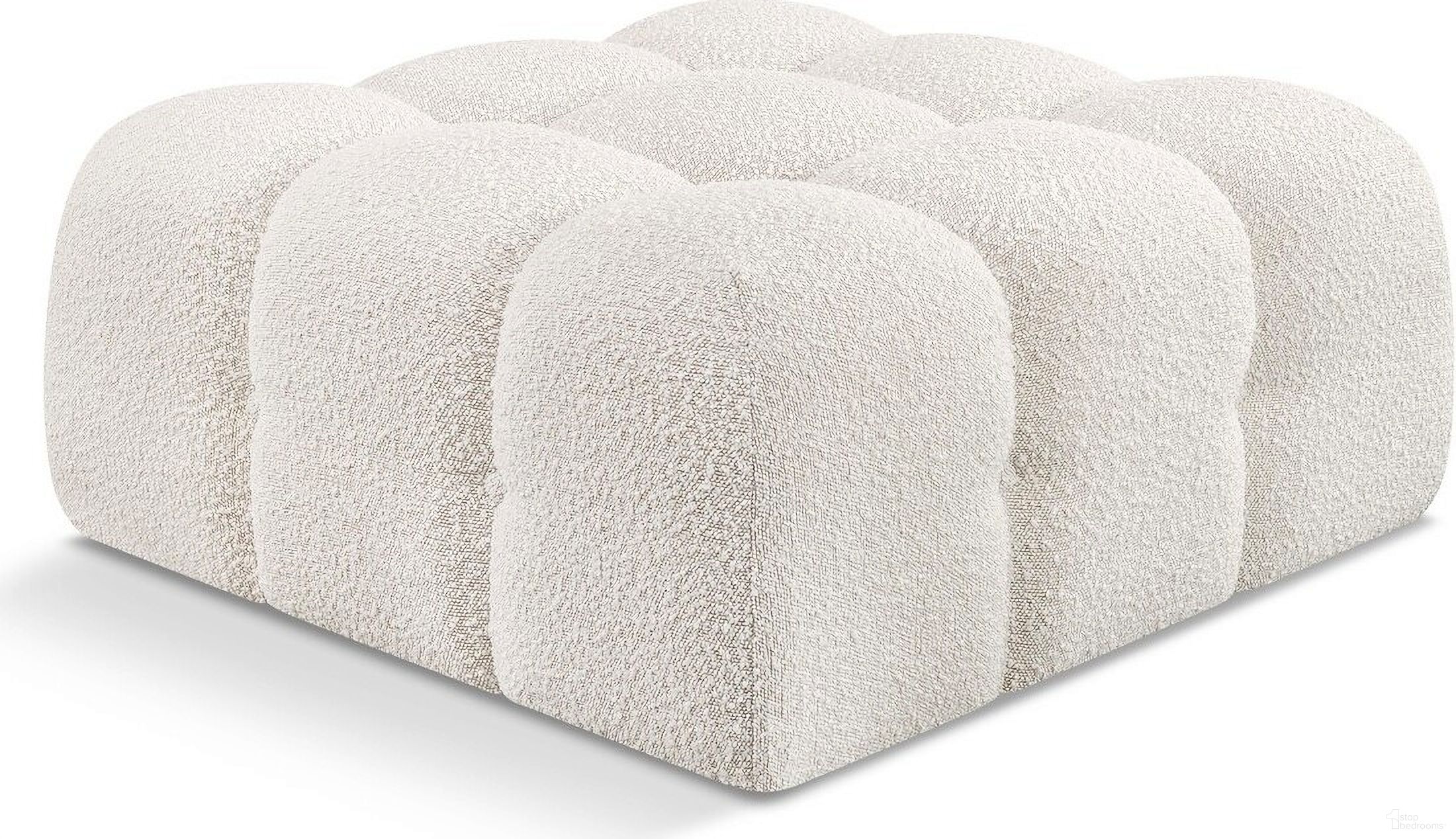 The appearance of Ames Boucle Fabric Ottoman In Cream designed by Meridian in the modern / contemporary interior design. This cream piece of furniture was selected by 1StopBedrooms from Ames Collection to add a touch of cosiness and style into your home. Sku: 611Cream-Ott. Material: Boucle.