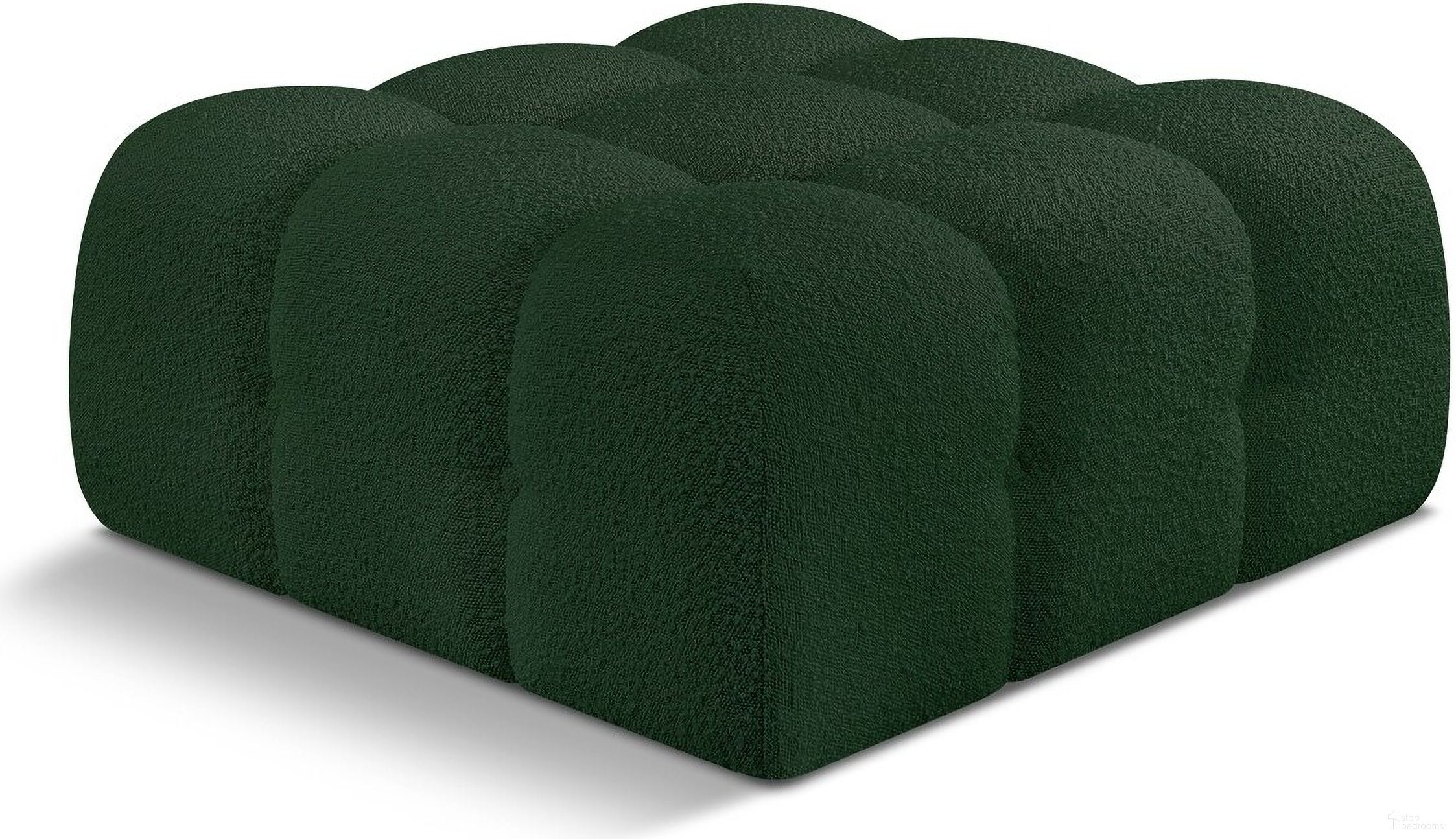The appearance of Ames Boucle Fabric Ottoman In Green designed by Meridian in the modern / contemporary interior design. This green piece of furniture was selected by 1StopBedrooms from Ames Collection to add a touch of cosiness and style into your home. Sku: 611Green-Ott. Material: Boucle.