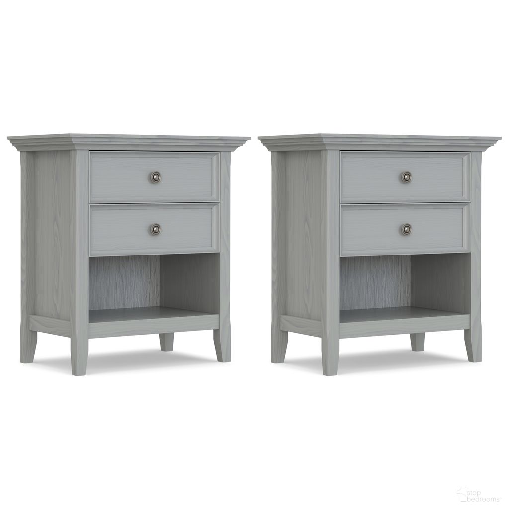 The appearance of Amherst 24 Inch Solid Wood Bedside Table Set of 2 In Fog Grey designed by Simpli Home in the modern / contemporary interior design. This fog grey piece of furniture  was selected by 1StopBedrooms from Amherst Collection to add a touch of cosiness and style into your home. Sku: AMS224NS001FOG. Material: Pine.