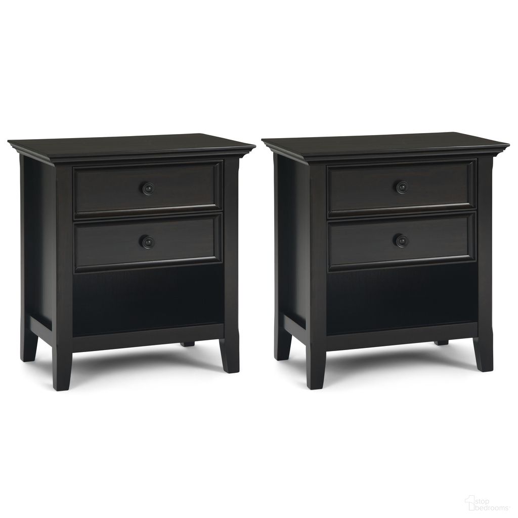 The appearance of Amherst 24 Inch Solid Wood Bedside Table Set of 2 In Hickory Brown designed by Simpli Home in the modern / contemporary interior design. This hickory brown piece of furniture  was selected by 1StopBedrooms from Amherst Collection to add a touch of cosiness and style into your home. Sku: AMS224NS001HIC. Material: Pine.