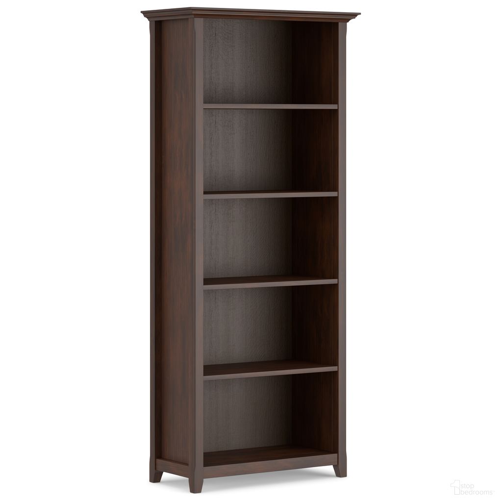 Amherst 30 Inch Solid Wood 5 Shelf Bookcase In Russet Brown