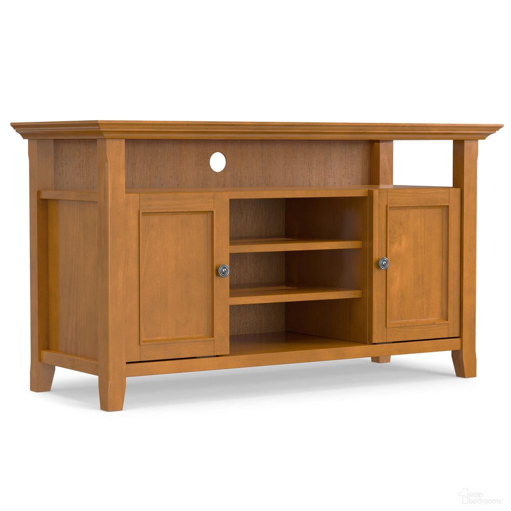 Amherst 54 Inch Solid Wood TV Media Stand In Light Golden Brown