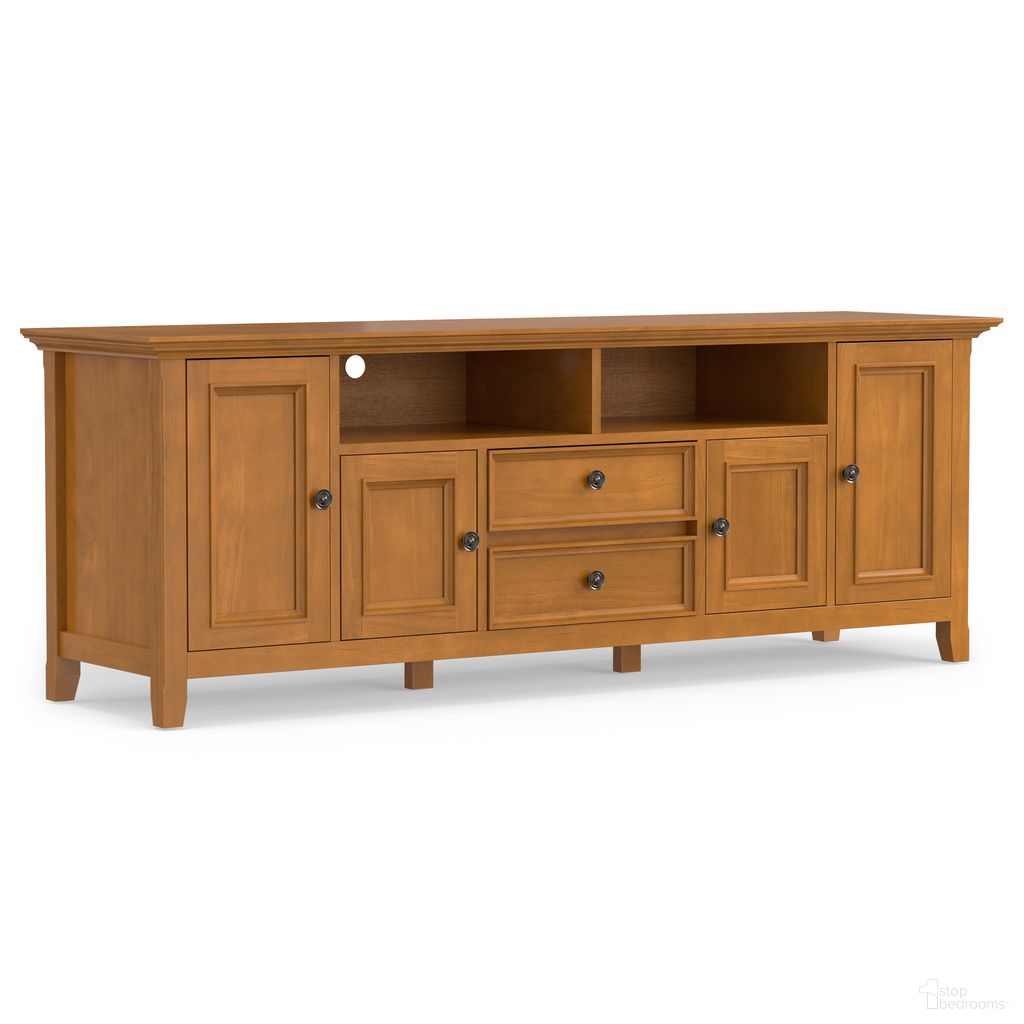 Amherst 72 Inch Solid Wood TV Media Stand In Light Golden Brown