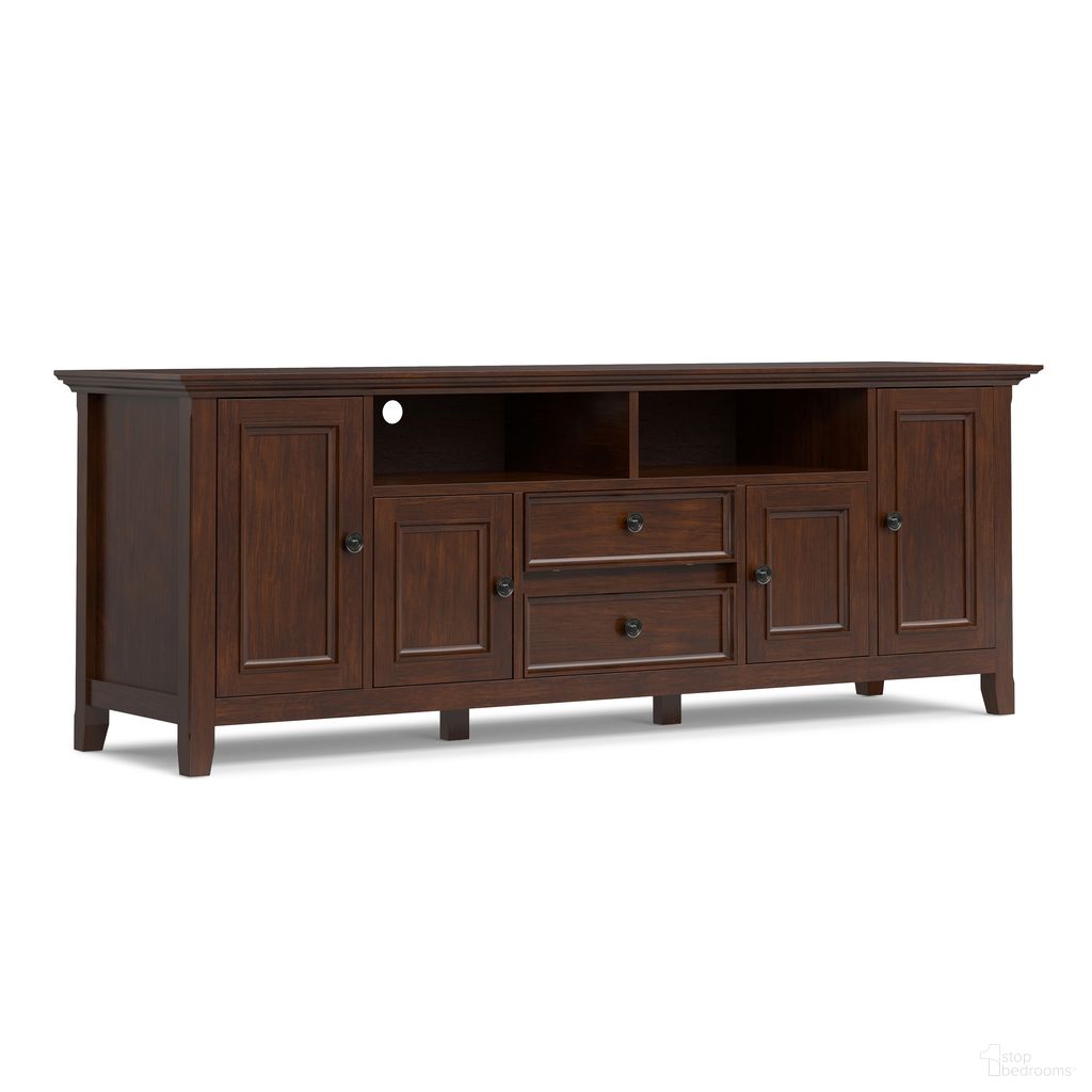 Amherst 72 Inch Solid Wood TV Media Stand In Russet Brown
