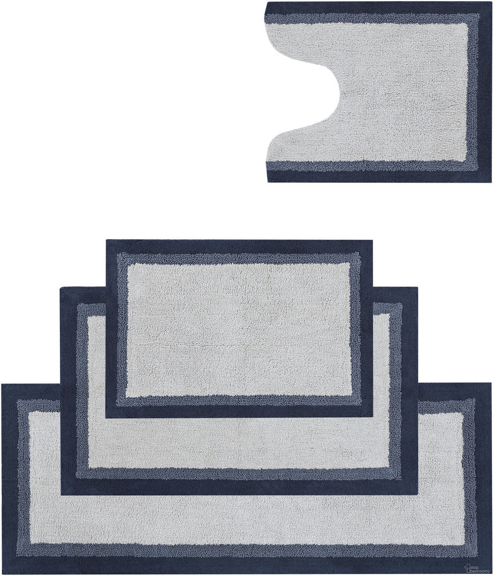 Amherst Cotton 1'8" x 2'6" Tufted Bath Rug In Navy