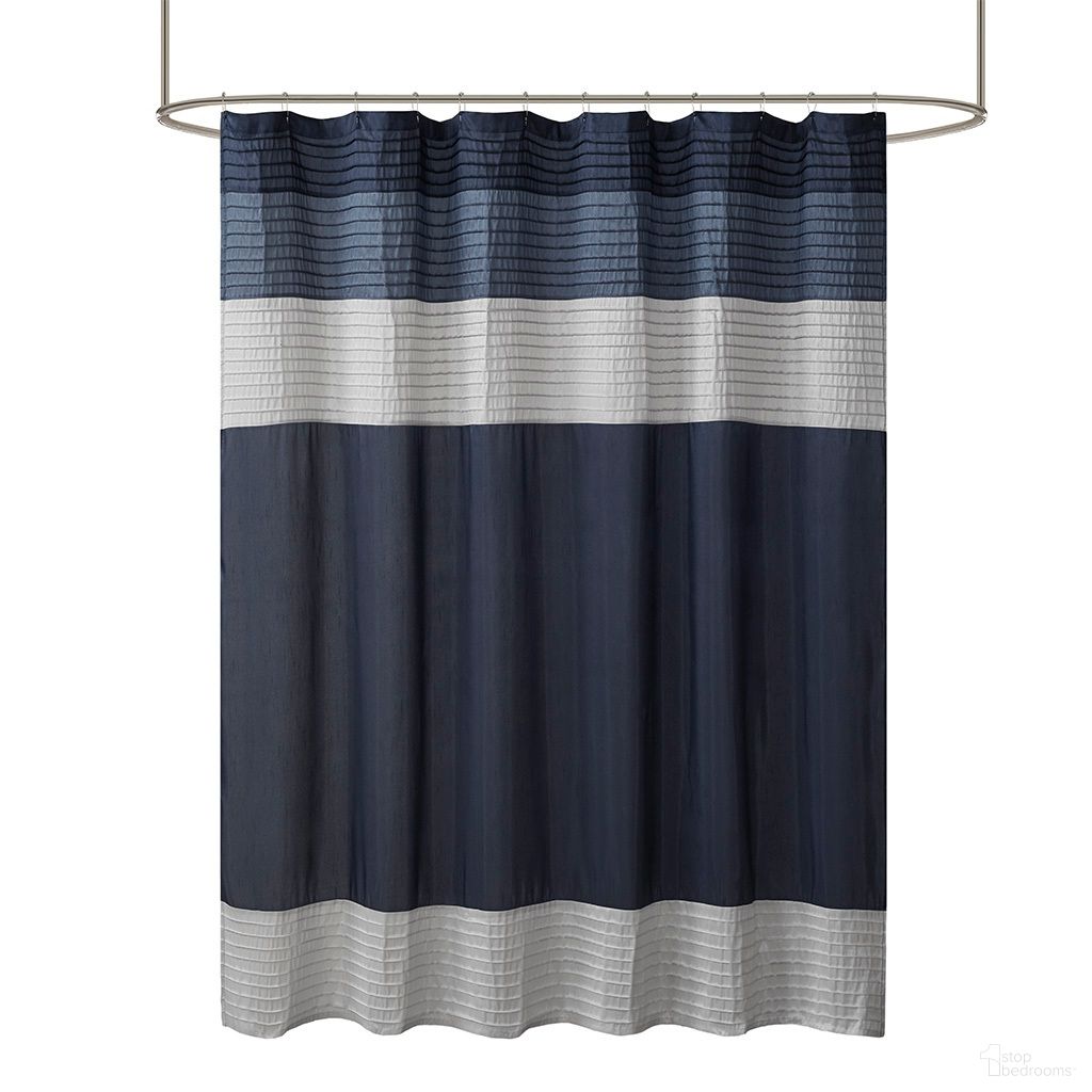 Amherst Faux Silk Shower Curtain In Navy