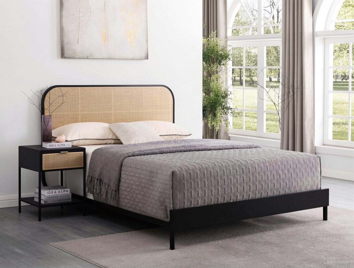 Amherst Radio Weave Rattan Metal Bedroom Set In Black