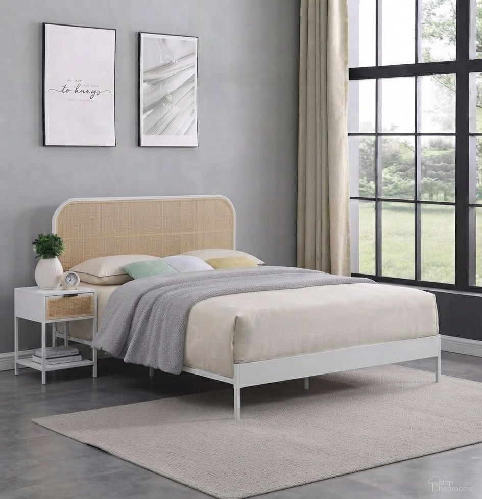Amherst Radio Weave Rattan Metal Bedroom Set In White