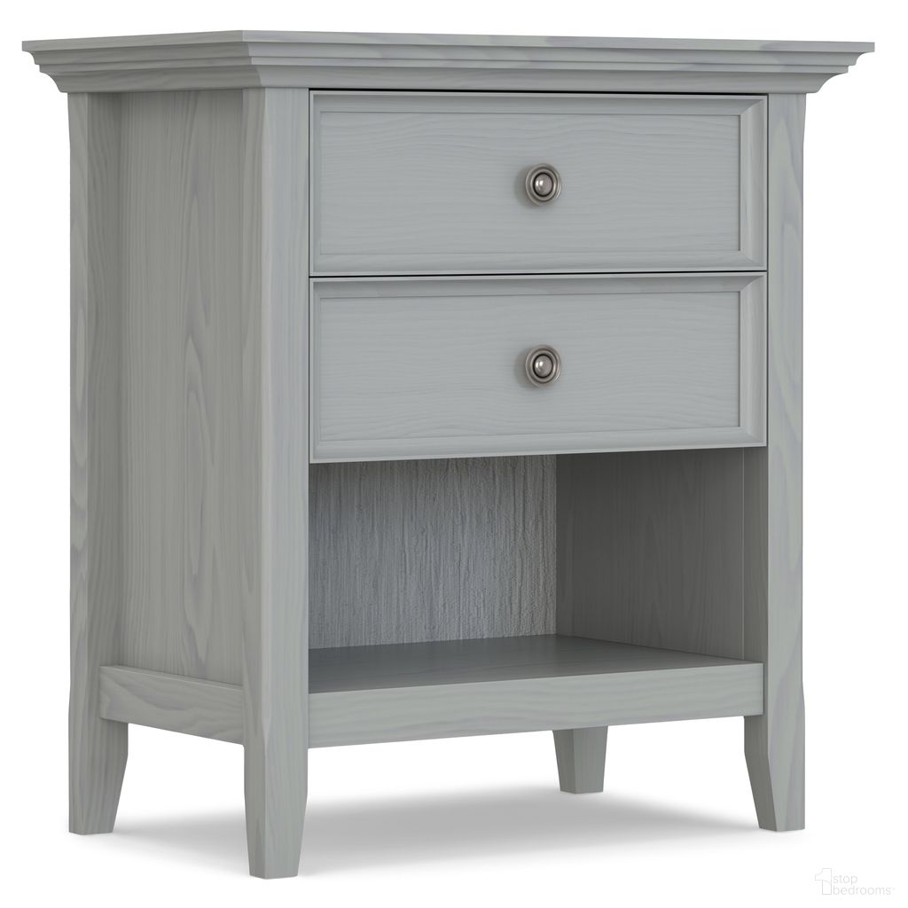 The appearance of Amherst Solid Wood Bedside Table In Fog Grey designed by Simpli Home in the traditional interior design. This fog grey piece of furniture was selected by 1StopBedrooms from Amherst Collection to add a touch of cosiness and style into your home. Sku: AXCAMH-BSFOG. Material: Pine.
