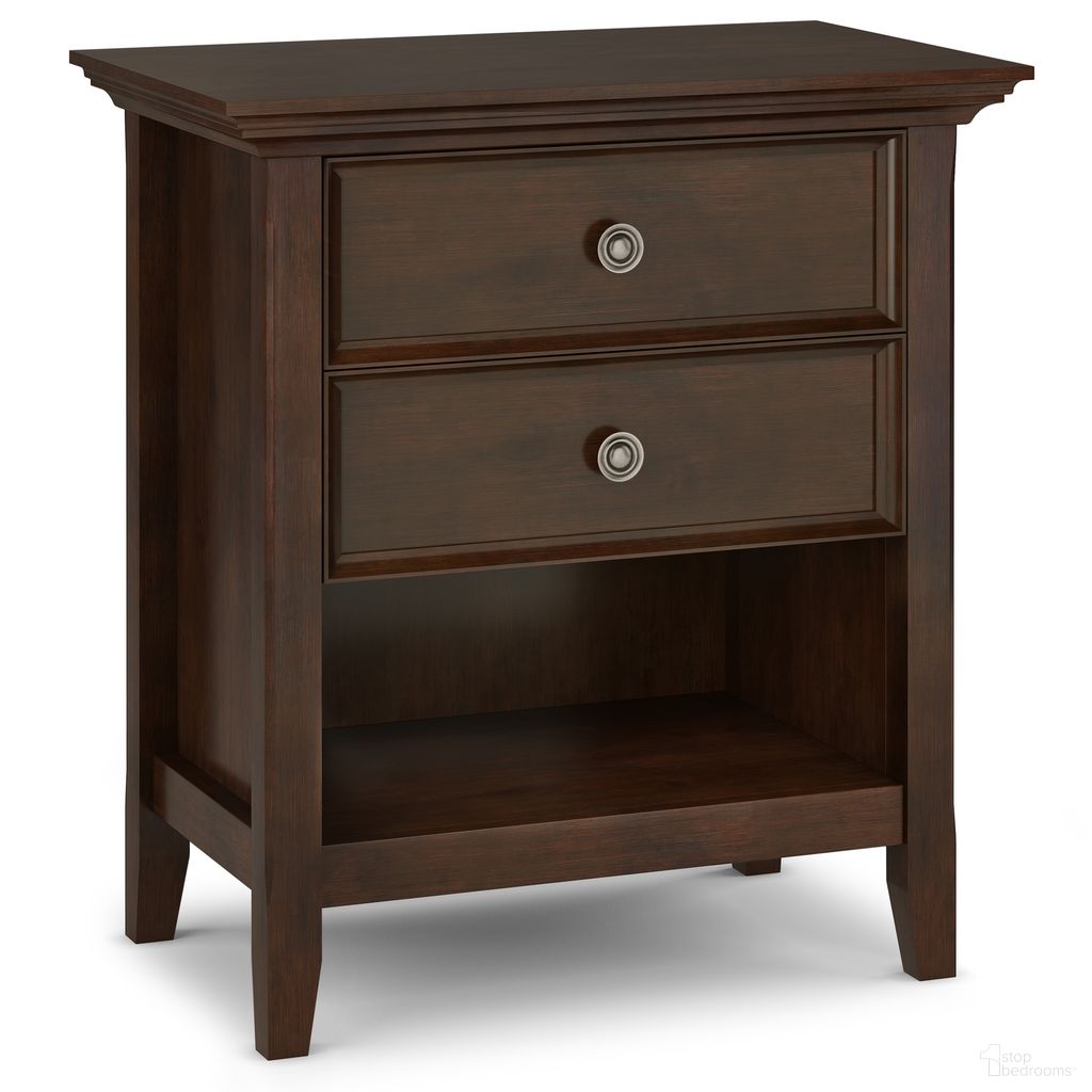 The appearance of Amherst Solid Wood Bedside Table In Russet Brown designed by Simpli Home in the traditional interior design. This russet brown piece of furniture was selected by 1StopBedrooms from Amherst Collection to add a touch of cosiness and style into your home. Sku: AXCAMH-BSRUS. Material: Pine.