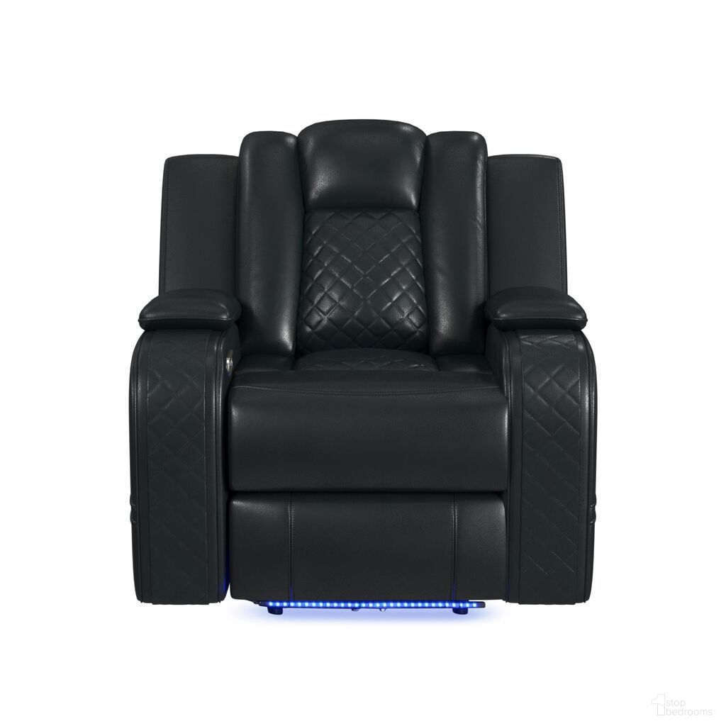 The appearance of Amias Power Motion Recliner with Power Headrest and LED In Black designed by Picket House in the modern / contemporary interior design. This black piece of furniture was selected by 1StopBedrooms from Amias Collection to add a touch of cosiness and style into your home. Sku: U-8900-8206-105PP. Material: PU.