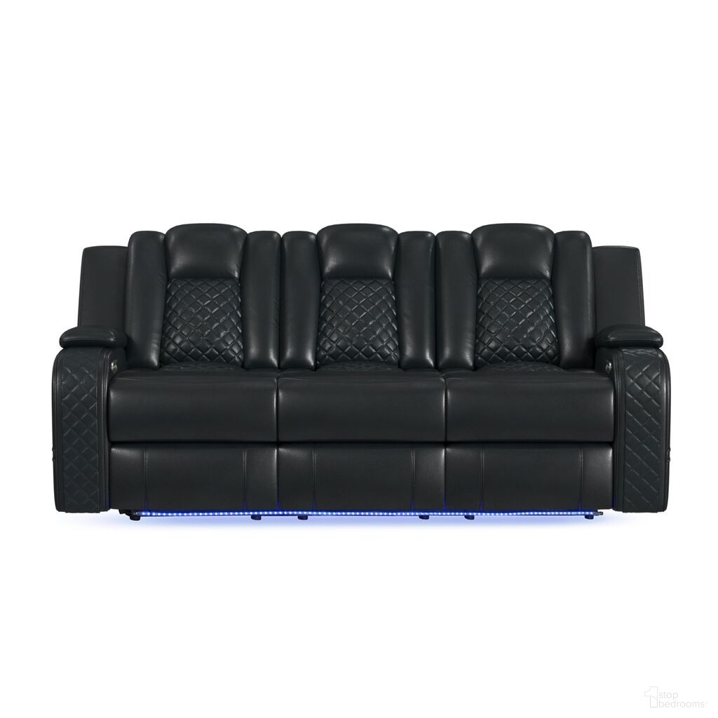 The appearance of Amias Power Motion Sofa with Power Headrest, Dropdown Table and LED In Black designed by Picket House in the modern / contemporary interior design. This black piece of furniture was selected by 1StopBedrooms from Amias Collection to add a touch of cosiness and style into your home. Sku: U-8900-8206-308PP. Material: PU.