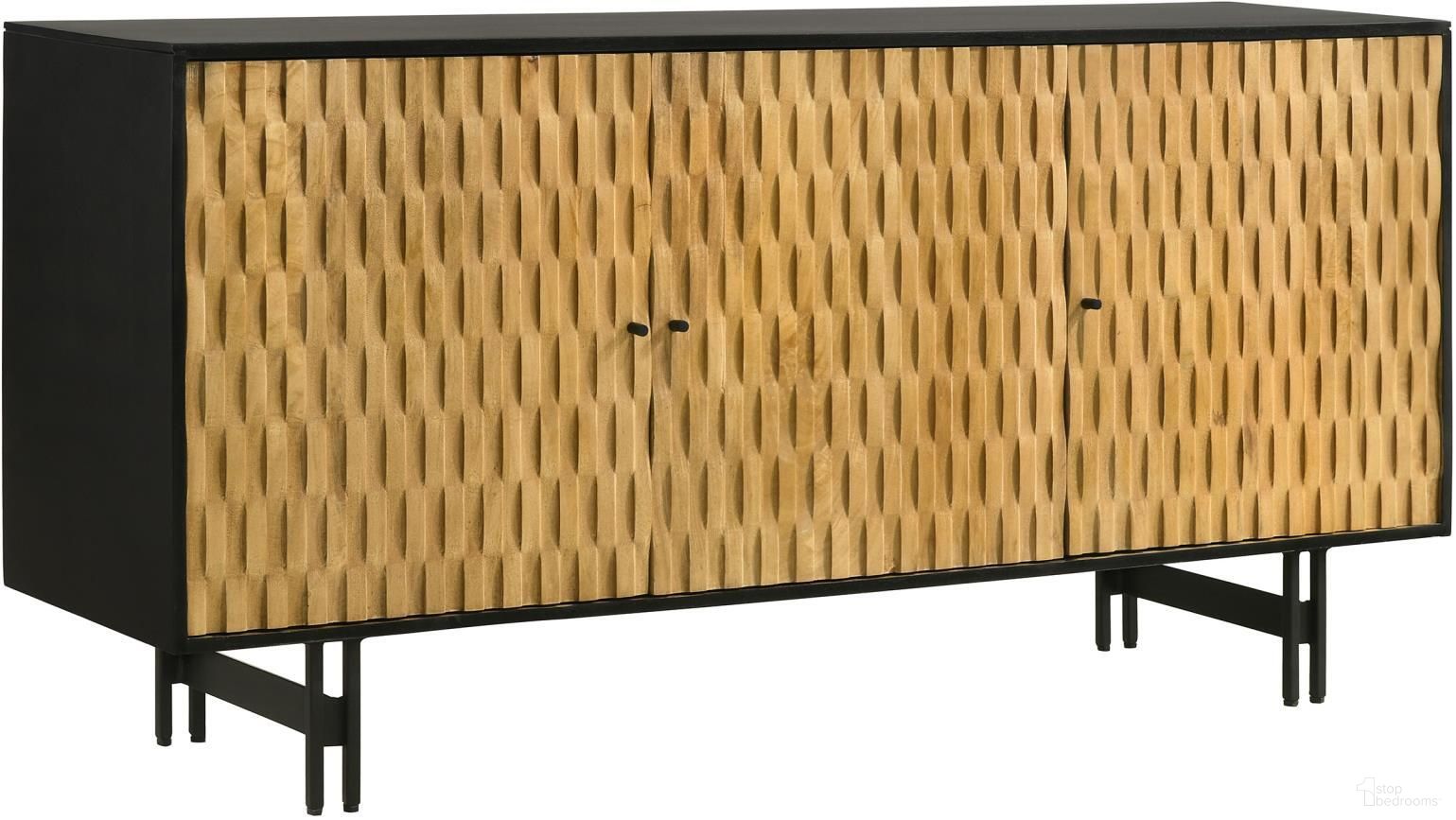 The appearance of Aminah 3-door Wooden Accent Cabinet Natural and Black designed by Coaster in the transitional interior design. This natural piece of furniture was selected by 1StopBedrooms from Aminah Collection to add a touch of cosiness and style into your home. Sku: 950383. Material: Wood.