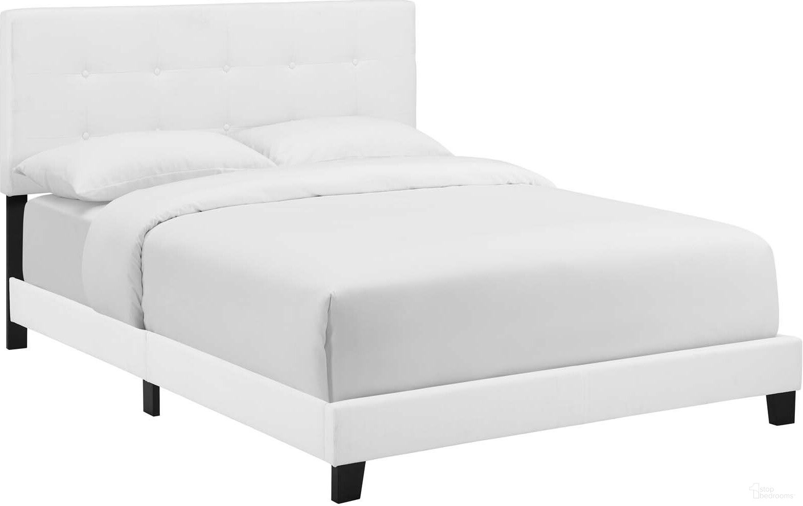 Amira White Full Upholstered Fabric Bed