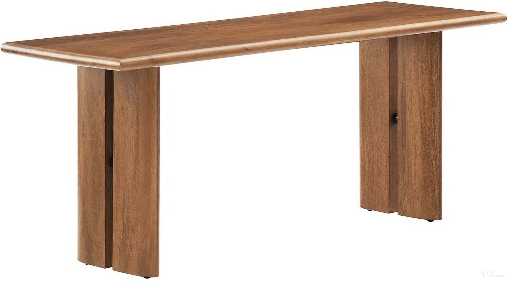 The appearance of Amistad 46 Inch Wood Bench In Walnut designed by Modway in the modern / contemporary interior design. This walnut piece of furniture  was selected by 1StopBedrooms from Amistad Collection to add a touch of cosiness and style into your home. Sku: EEI-6343-WAL. Material: Wood.