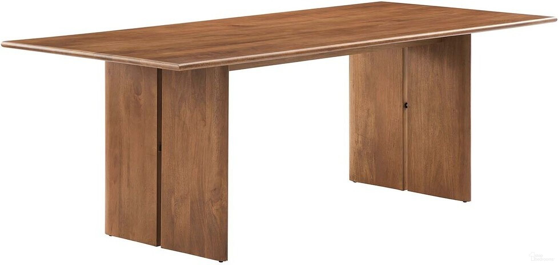 The appearance of Amistad 86 Inch Wood Dining Table In Walnut designed by Modway in the modern / contemporary interior design. This walnut piece of furniture  was selected by 1StopBedrooms from Amistad Collection to add a touch of cosiness and style into your home. Sku: EEI-6340-WAL. Table Base Style: Double Pedestal. Material: Wood. Table Top Shape: Rectangular. Size: 39" x 86".