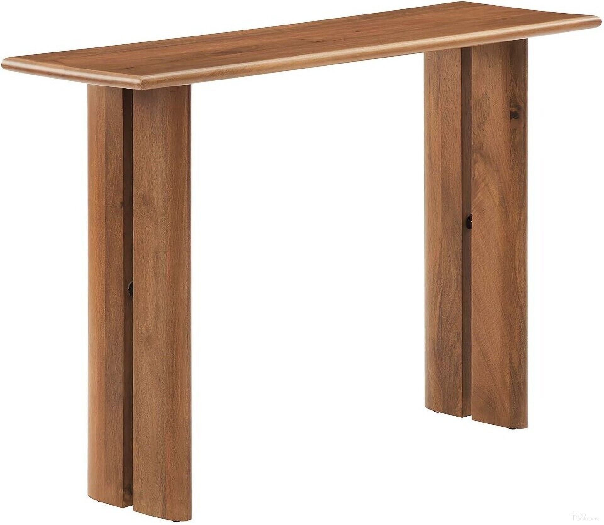 The appearance of Amistad Wood Console Table In Walnut designed by Modway in the modern / contemporary interior design. This walnut piece of furniture was selected by 1StopBedrooms from Amistad Collection to add a touch of cosiness and style into your home. Sku: EEI-6342-WAL. Material: Wood.