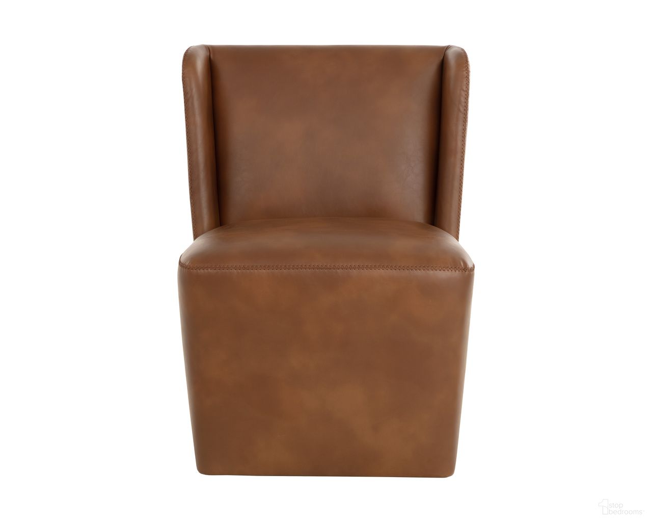 Amita Wheeled Dining Chair In Tobacco Tan
