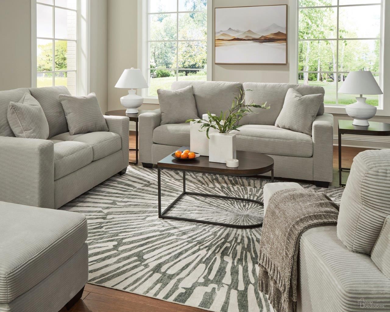 The appearance of Ammon Living Room Set In Smoke designed by Signature Design by Ashley in the modern / contemporary interior design. This smoke piece of furniture was selected by 1StopBedrooms from Ammon Collection to add a touch of cosiness and style into your home. Sku: NC3200538;NC3200535. Material: Polyester.