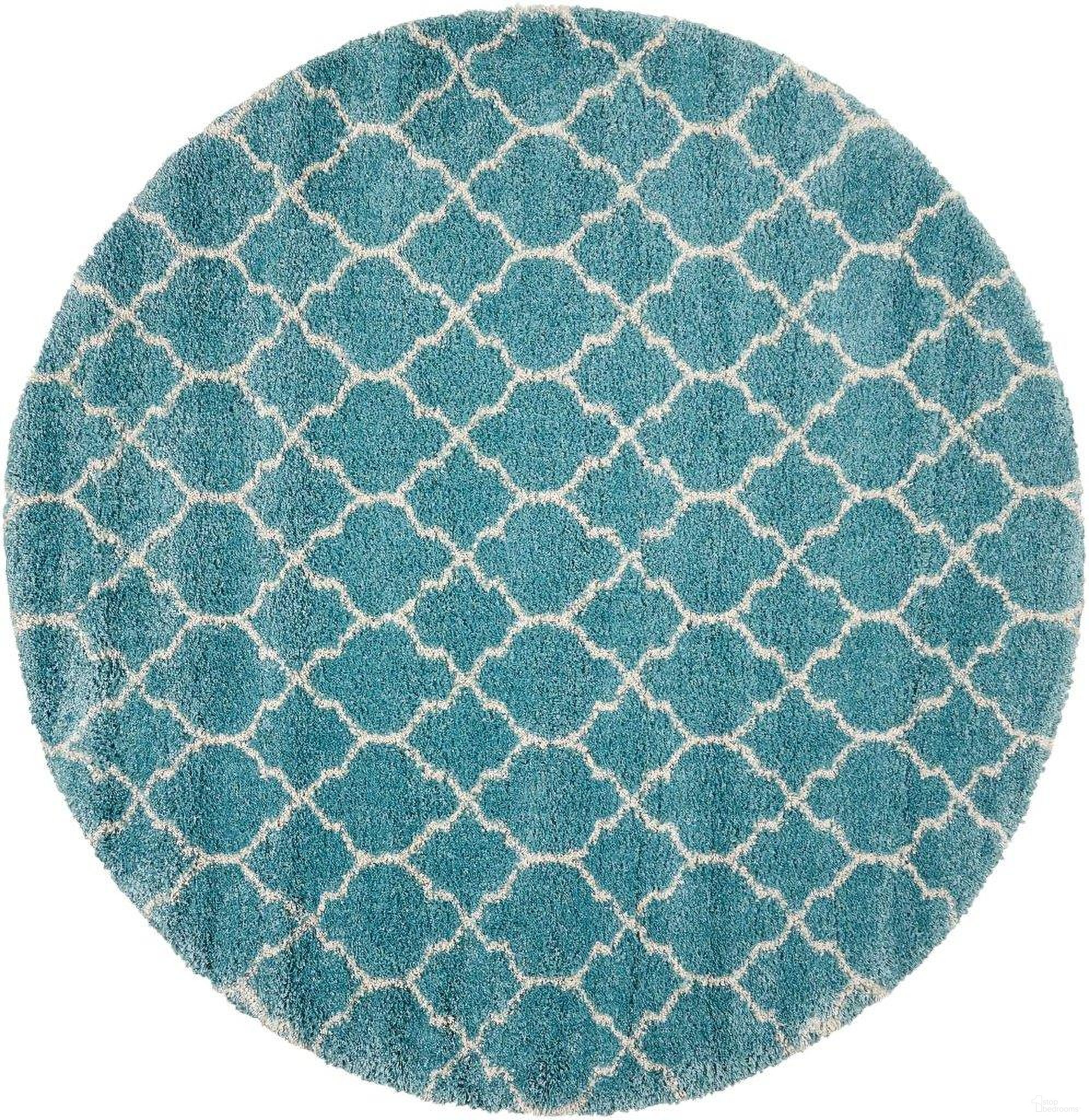 Amore Aqua 7'10" x 7'10" Round Area Rug