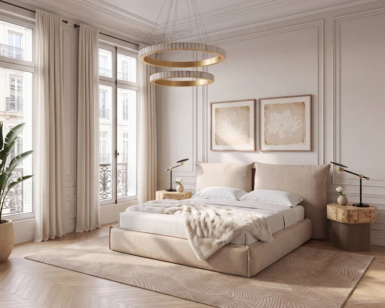 Amoris Platform Bedroom Set In Danny Cream