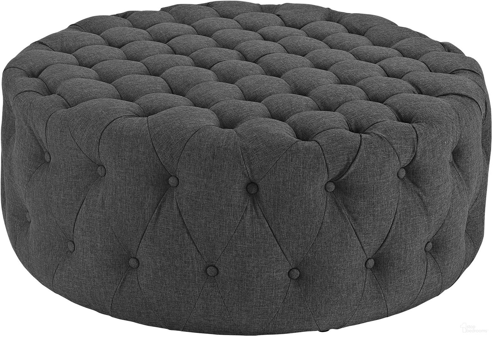 Amour Gray Upholstered Fabric Ottoman