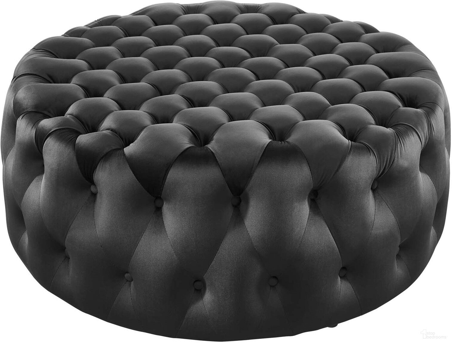 The appearance of Amour Tufted Button Large Round Performance Velvet Ottoman In Black designed by Modway in the modern / contemporary interior design. This black piece of furniture was selected by 1StopBedrooms from Amour Collection to add a touch of cosiness and style into your home. Sku: EEI-5469-BLK. Material: Velvet.