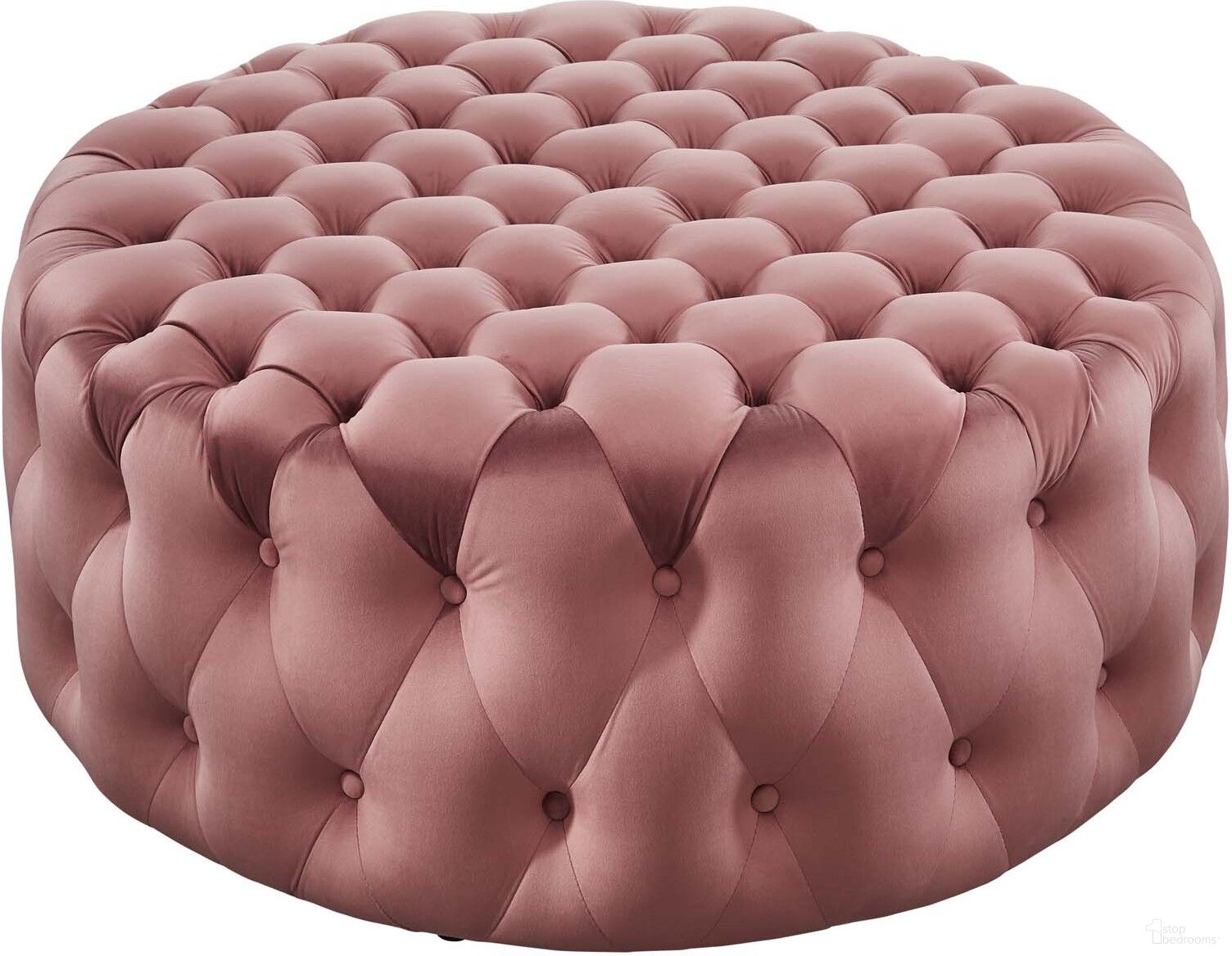 The appearance of Amour Tufted Button Large Round Performance Velvet Ottoman In Dusty Rose designed by Modway in the modern / contemporary interior design. This dusty rose piece of furniture was selected by 1StopBedrooms from Amour Collection to add a touch of cosiness and style into your home. Sku: EEI-5469-DUS. Material: Plywood.