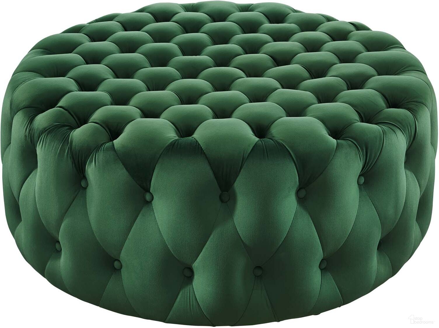 The appearance of Amour Tufted Button Large Round Performance Velvet Ottoman In Emerald designed by Modway in the modern / contemporary interior design. This emerald piece of furniture was selected by 1StopBedrooms from Amour Collection to add a touch of cosiness and style into your home. Sku: EEI-5469-EME. Material: Plywood.