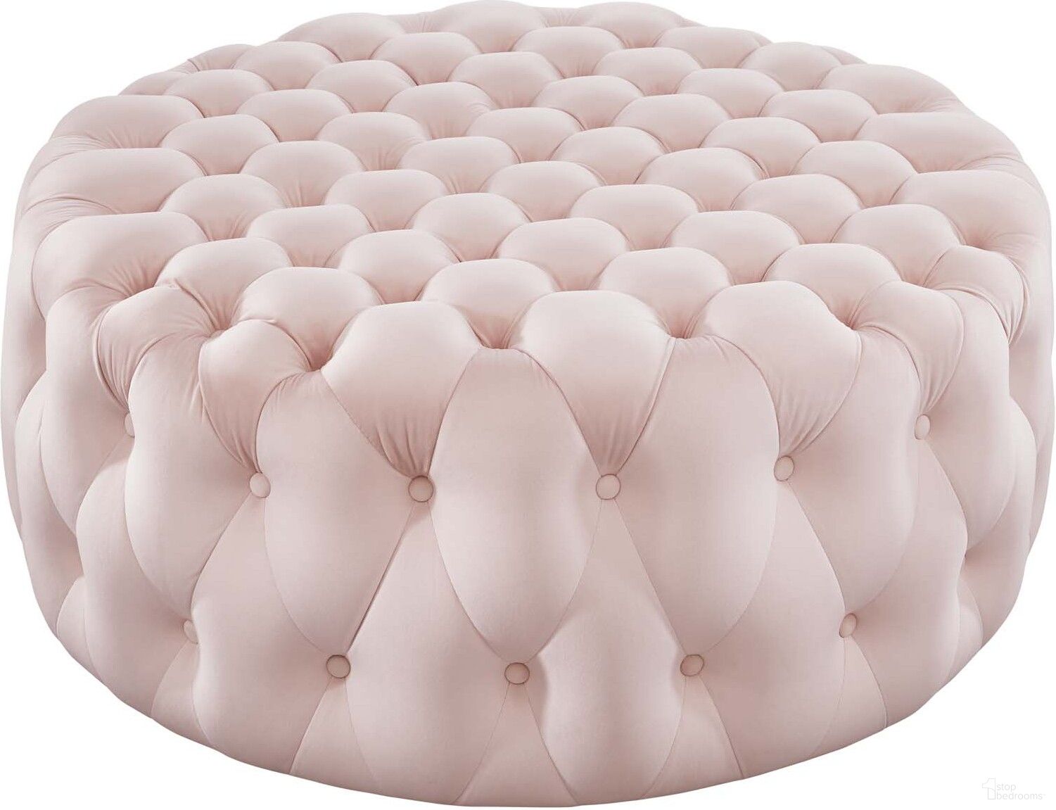 The appearance of Amour Tufted Button Large Round Performance Velvet Ottoman In Pink designed by Modway in the modern / contemporary interior design. This pink piece of furniture was selected by 1StopBedrooms from Amour Collection to add a touch of cosiness and style into your home. Sku: EEI-5469-PNK. Material: Velvet.