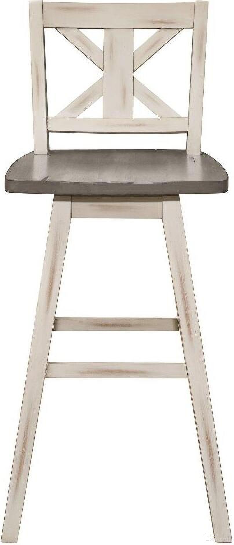 The appearance of Amsonia Distressed Gray And White Swivel Pub Height Chair Set Of 2 designed by Homelegance in the transitional interior design. This white piece of furniture was selected by 1StopBedrooms from Amsonia Collection to add a touch of cosiness and style into your home. Sku: 5602-29WT. Material: Rubberwood.