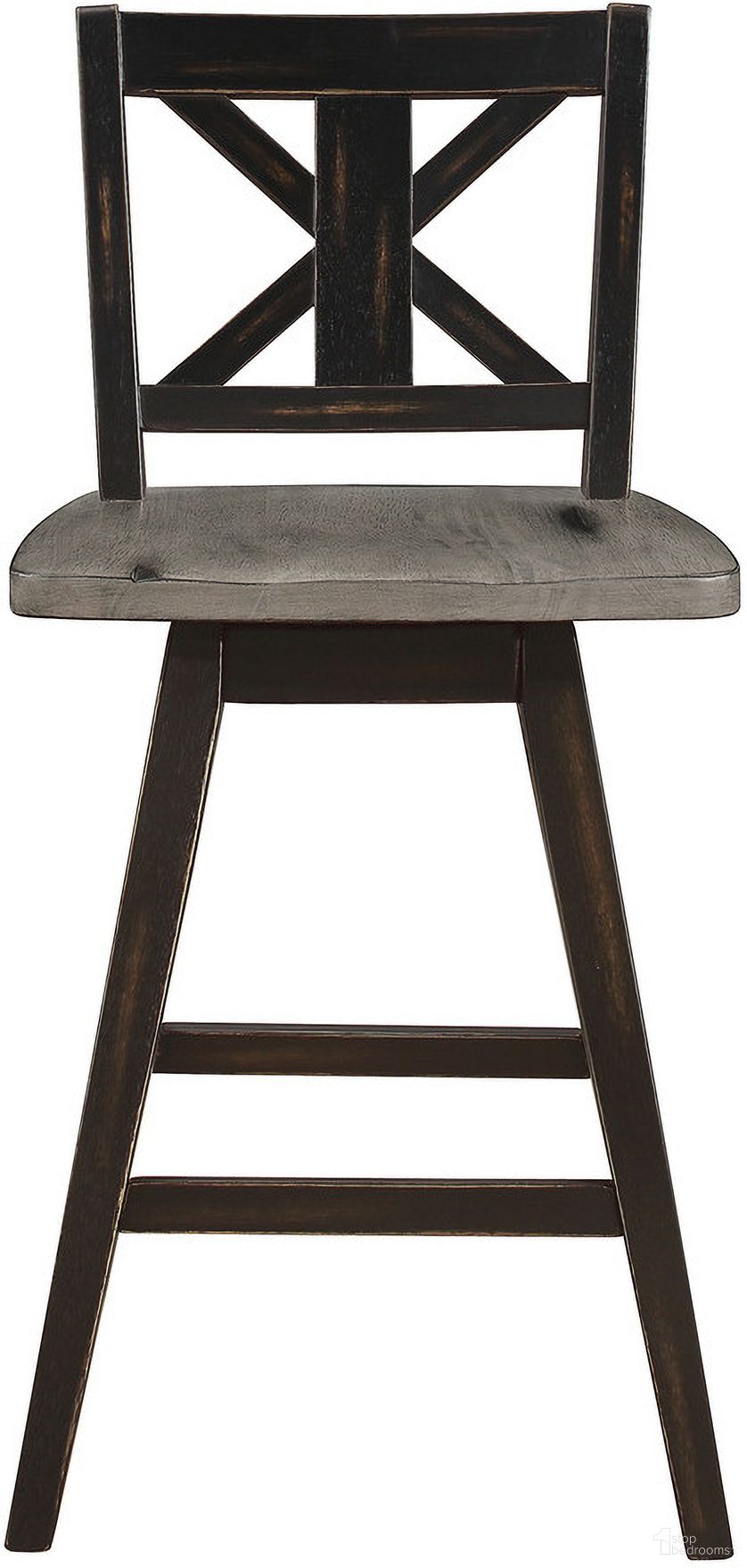 The appearance of Amsonia Gray Swivel Counter Height Chair Set of 2 designed by Homelegance in the transitional interior design. This gray and black piece of furniture was selected by 1StopBedrooms from Amsonia Collection to add a touch of cosiness and style into your home. Sku: 5602-24BK. Material: Rubberwood.