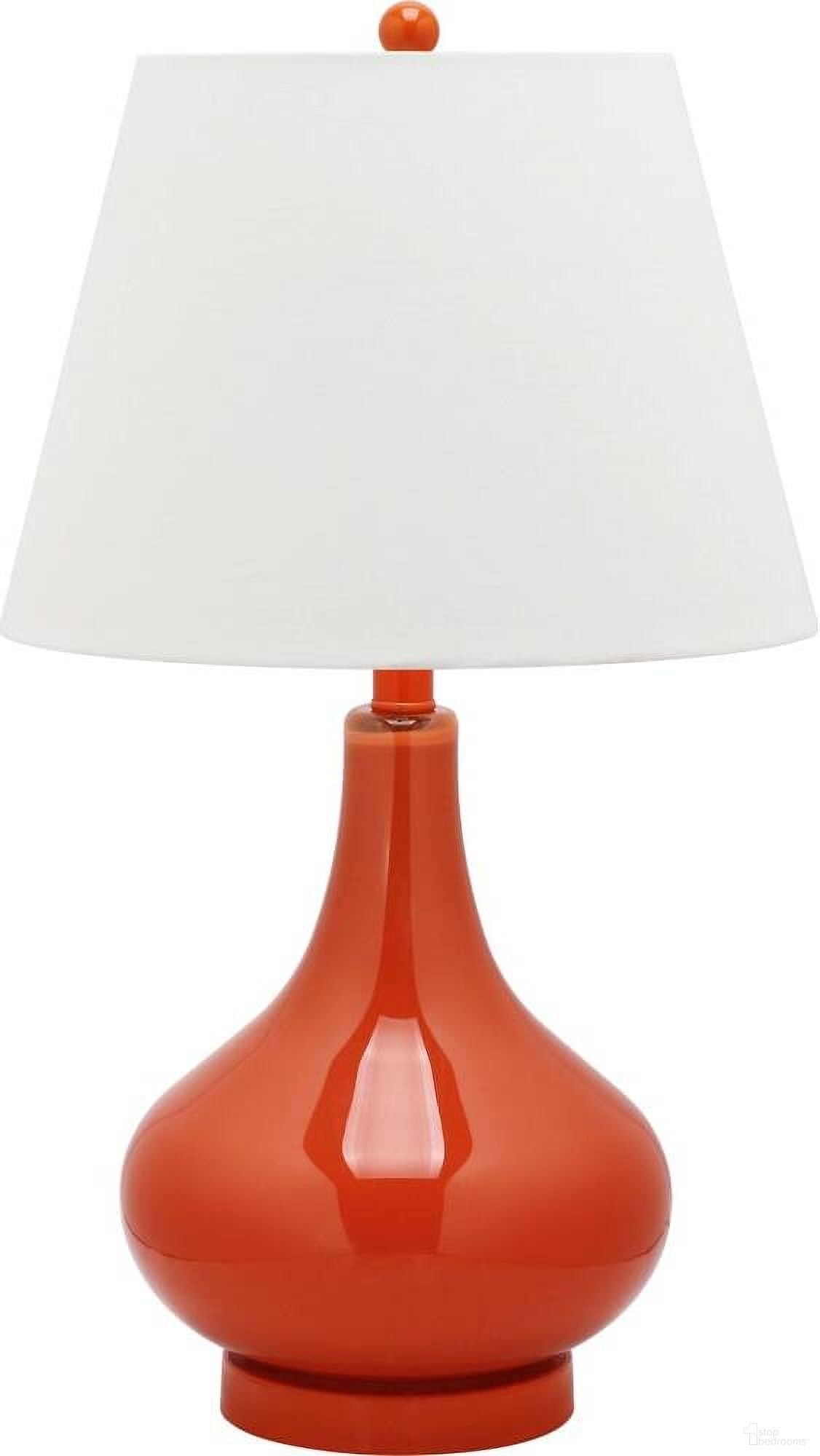 The appearance of Amy Blood Orange and Off-White 24 Inch Gourd Glass Lamp designed by Safavieh in the modern / contemporary interior design. This orange piece of furniture  was selected by 1StopBedrooms from Amy Collection to add a touch of cosiness and style into your home. Sku: LITS4087D. Material: Glass.