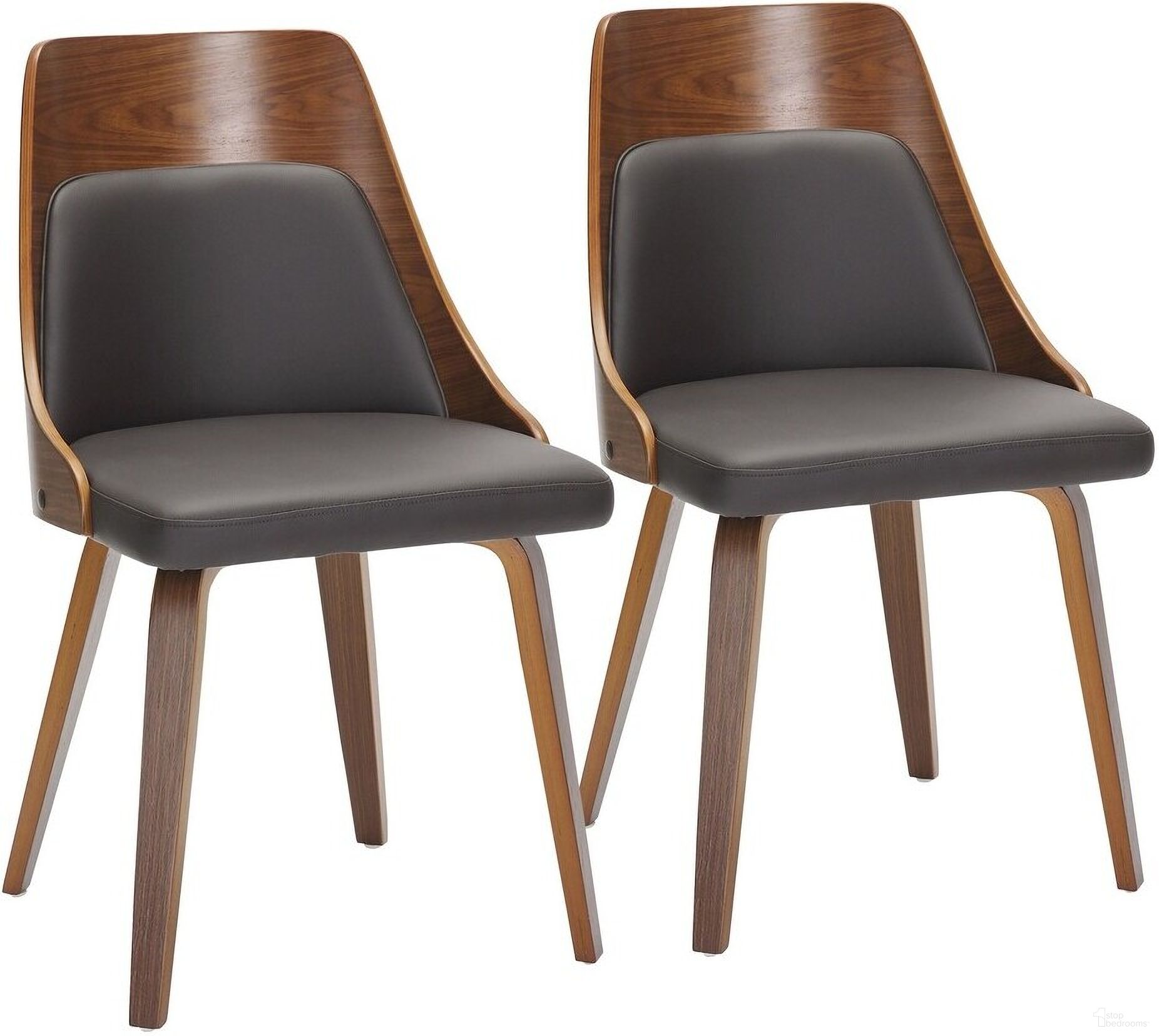 Anabelle Bent Wood Chair Set of 2 In Brown