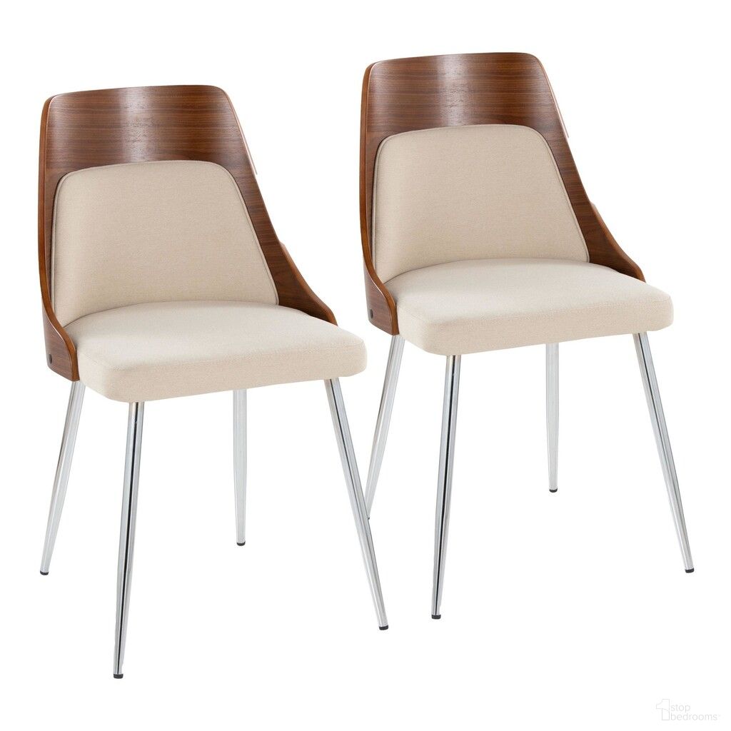 The appearance of Anabelle Chair Set of 2 In Cream and Walnut designed by Lumisource in the modern / contemporary interior design. This cream/walnut piece of furniture  was selected by 1StopBedrooms from Anabelle Collection to add a touch of cosiness and style into your home. Sku: CH-ANBELFB-MTPR1 CHRWLCR2. Material: Foam. Chair Type: Side Chair.