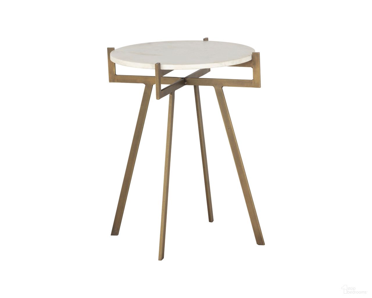 Anak Marble Look End Table In White