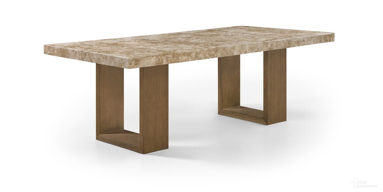 The appearance of Ananda 84 Inch Marble Dining Table In Brown designed by Meridian in the modern / contemporary interior design. This brown piece of furniture  was selected by 1StopBedrooms from Ananda Collection to add a touch of cosiness and style into your home. Sku: 88040-DT84 Box 1/2 (Top);88040-DT84 Box 2/2 (Legs). Table Base Style: Double Pedestal. Material: Marble. Table Top Shape: Rectangular. Size: 44" x 84".