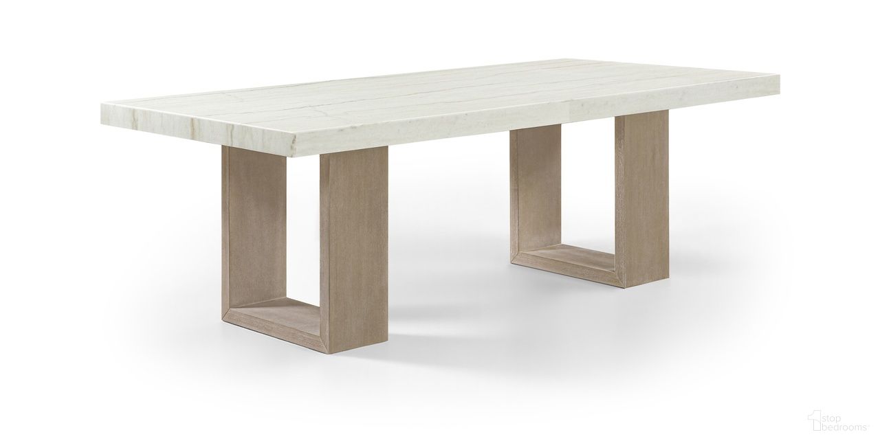 The appearance of Ananda 84 Inch Marble Dining Table In White designed by Meridian in the modern / contemporary interior design. This white piece of furniture was selected by 1StopBedrooms from Ananda Collection to add a touch of cosiness and style into your home. Sku: 88039-DT84 Box 1/2 (Top);88039-DT84 Box 2/2 (Legs). Table Base Style: Double Pedestal. Material: Marble. Table Top Shape: Rectangular. Size: 44" x 84".