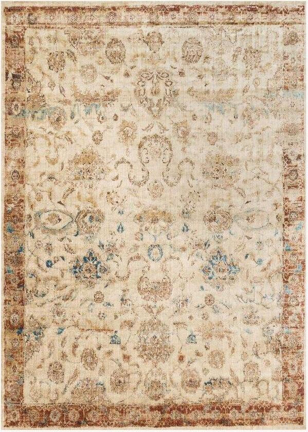 The appearance of Anastasia Ant. Ivory/Rust 9'6" x 9'6" Rug designed by Loloi Rugs in the transitional interior design. This antique ivory and rust piece of furniture  was selected by 1StopBedrooms from Anastasia Collection to add a touch of cosiness and style into your home. Sku: ANASAF-04AIRU960R. Material: Polypropylene.