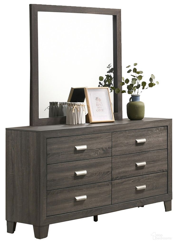 The appearance of Anastasia Bedroom Dresser with 6 Drawers and Attached Mirror In Rustic Gray designed by Best Quality Furniture in the traditional interior design. This rustic gray piece of furniture  was selected by 1StopBedrooms from Anastasia Collection to add a touch of cosiness and style into your home. Sku: ANA-DR;ANA-M. Material: MDF.