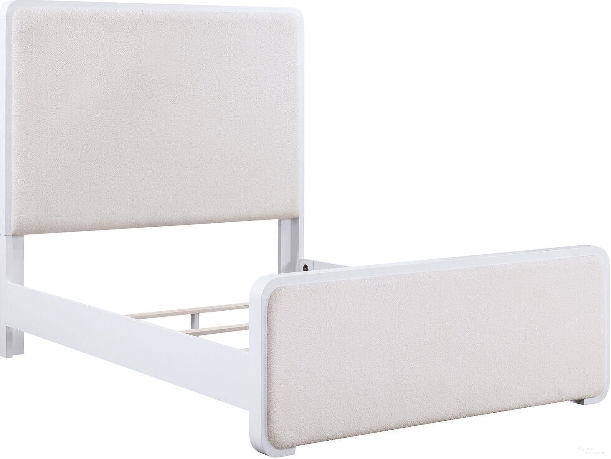 The appearance of Anastasia Boucle Upholstered Eastern King Panel Bed Pearl White and Beige designed by Coaster in the modern / contemporary interior design. This pearl white piece of furniture was selected by 1StopBedrooms from Anastasia Collection to add a touch of cosiness and style into your home. Sku: 224751KEB1;224751KEB2;224751KEB3. Bed Type: Panel Bed. Material: Wood. Bed Size: King.