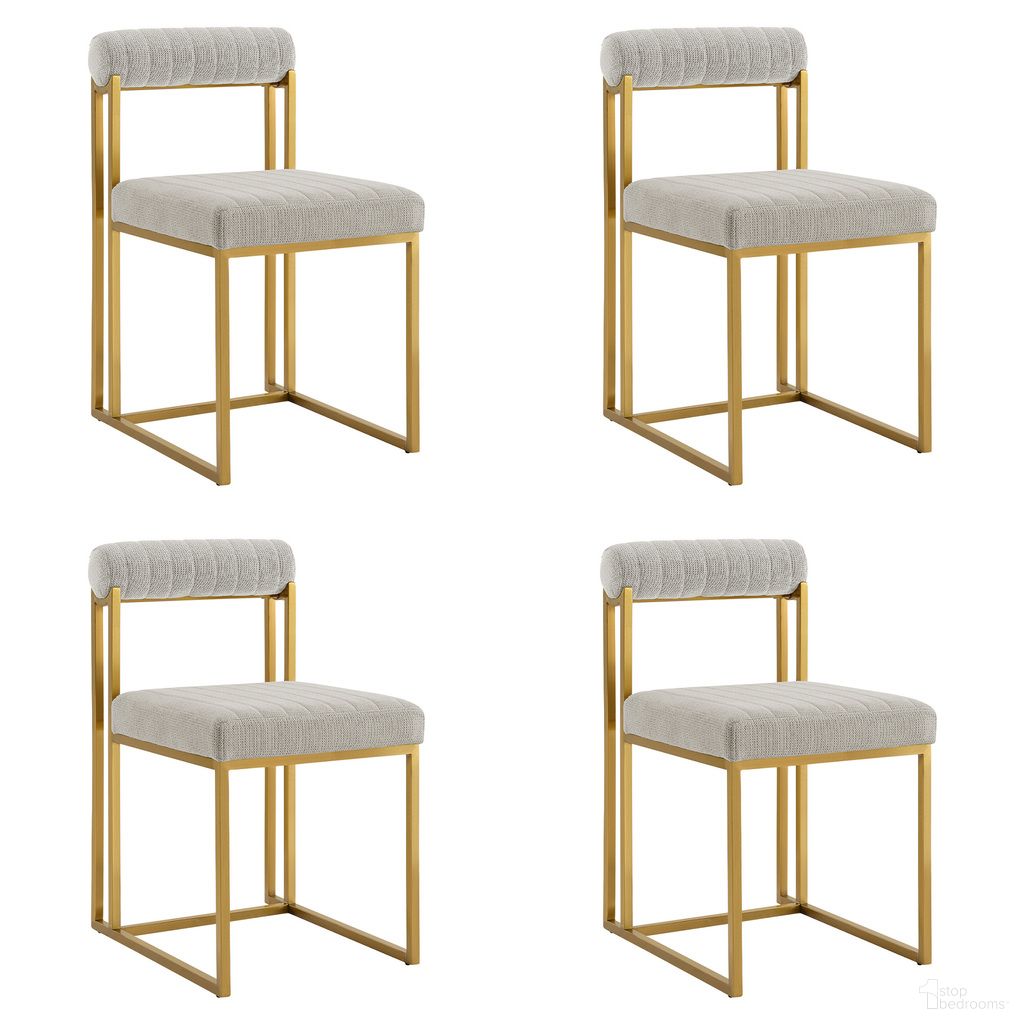 The appearance of Anastasia Dining Chair Set of 4 In Gold and Taupe designed by Armen Living in the modern / contemporary interior design. This taupe and gold piece of furniture was selected by 1StopBedrooms from Anastasia Collection to add a touch of cosiness and style into your home. Sku: LCANSIBGLTP;LCANSIBGLTP. Material: Foam. Chair Type: Side Chair.
