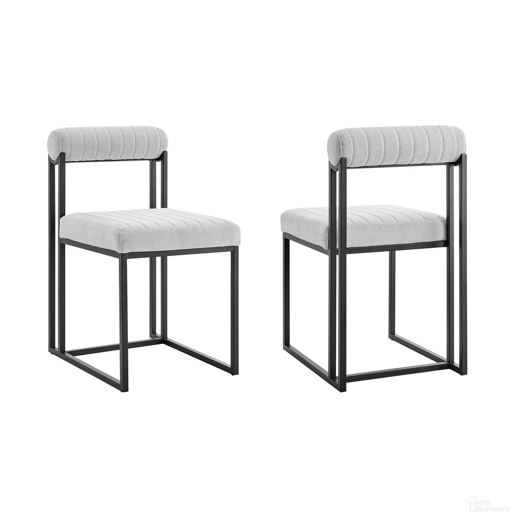 The appearance of Anastasia Dining Chair with Matte Black Iron and Light Gray Fabric Set of 2 designed by Armen Living in the modern / contemporary interior design. This light grey piece of furniture  was selected by 1StopBedrooms from Anastasia Collection to add a touch of cosiness and style into your home. Sku: LCANSIBLKLGRY. Material: Iron. Chair Type: Side Chair.