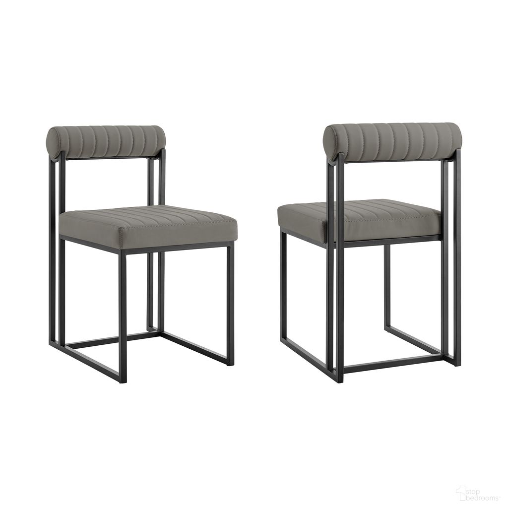 The appearance of Anastasia Dining Chair with Matte Black Iron and Light Gray Faux Leather Set of 2 designed by Armen Living in the modern / contemporary interior design. This gray piece of furniture was selected by 1StopBedrooms from Anastasia Collection to add a touch of cosiness and style into your home. Sku: LCANSIBLKPGRY. Material: Iron. Chair Type: Side Chair.
